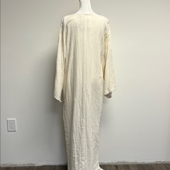 Free People x Jen’s Pirate Booty Folksong Kaftan Dress Cream Ruched V-Neck M/L - Picture 6 of 9